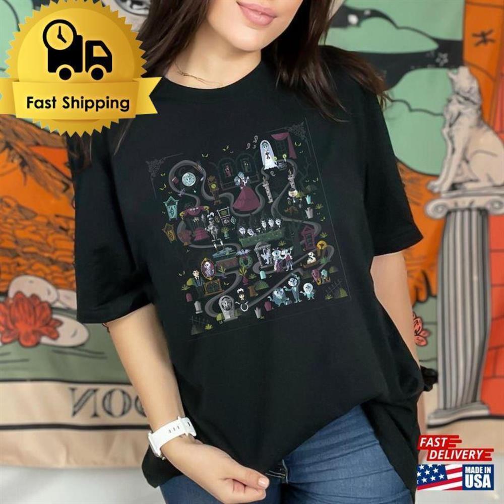 The Haunted Mansion Ride Animated Map Overview Unisex T-Shirt
